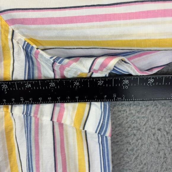 Ralph Lauren Linen Top 2X Lagenlook Beachy Preppy Natural Stripe Boxy Roomy LRL - Picture 8 of 13